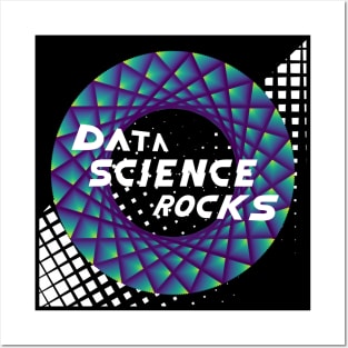 Data Science Rocks | Retro Checkered Flag Racing Logo Blue Green Yellow Posters and Art